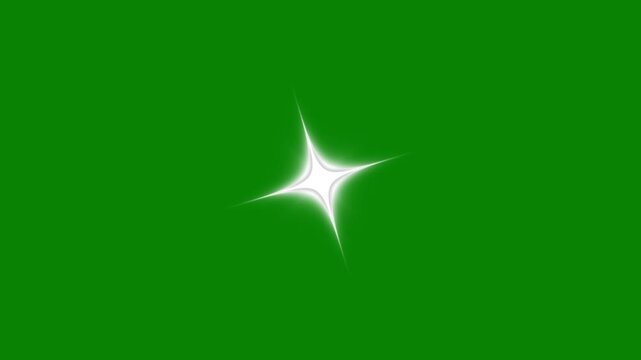Star glitter, sparkle, twinkle animation on green background, white glowing cartoon doodle stars, magical glitter burst, blinking shine effect, fairy dust overlay, seamless 4k loop