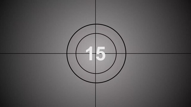 Vintage Film Countdown Timer Animation Displaying Numbers 10 to 20 on Gray Background