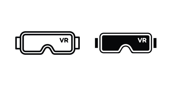 AR headset icon. Set of black vectors