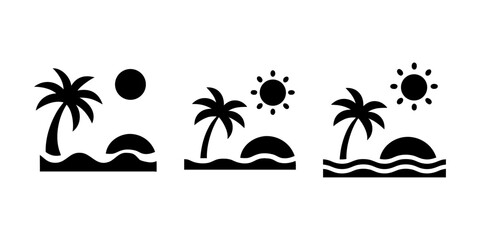 Fototapeta premium Beach Umbrella and Sun Summer Vacation Icons – Seaside Leisure Symbol Set
