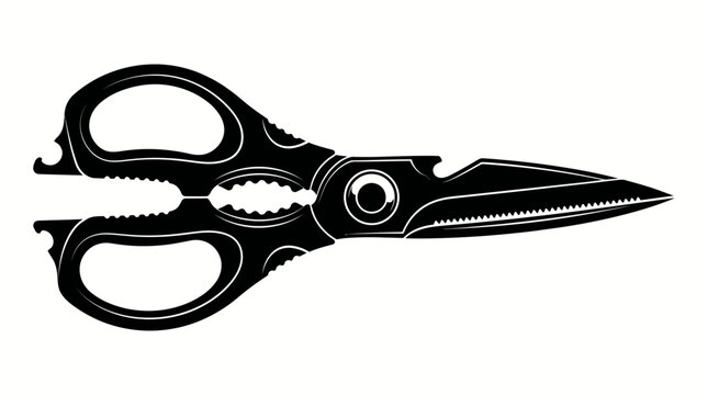 Multi-Purpose Kitchen Shears Black Silhouette Vector
