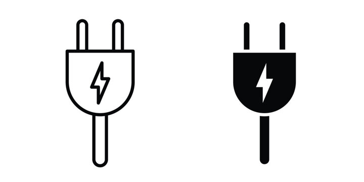 Electrical plug icon. Set of black vectors