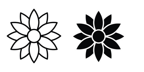 Obraz premium Flower icon. Set of black vectors