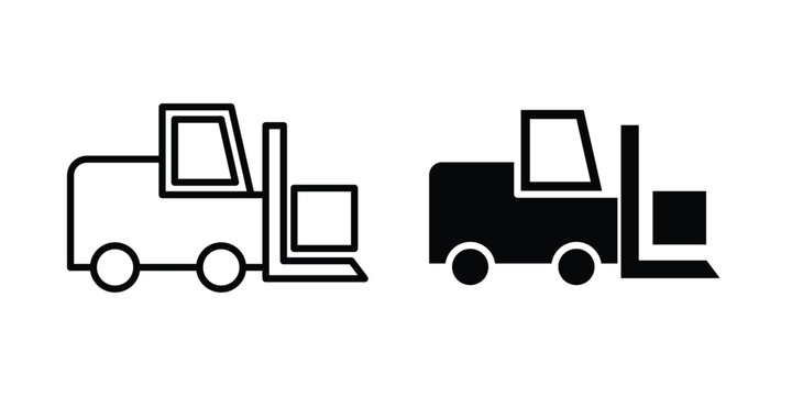 Forklift icon. Set of black vectors