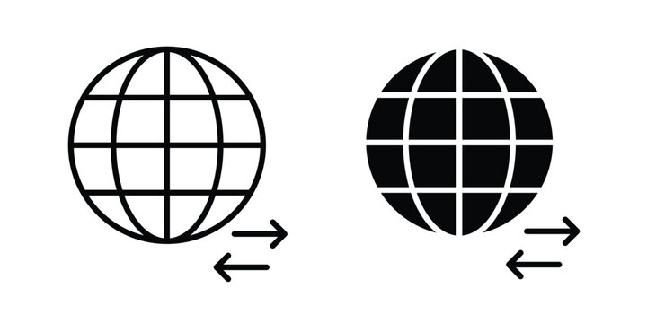 Import and export icon. Set of black vectors