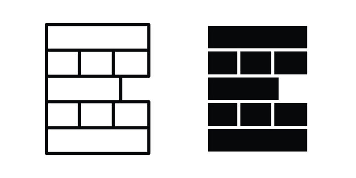 Jenga icon. Set of black vectors
