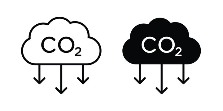Low carbon dioxide icon. Set of black vectors