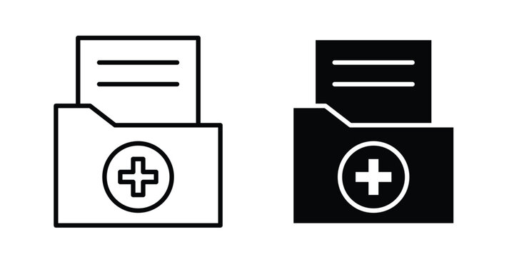 Medical history icon. Set of black vectors