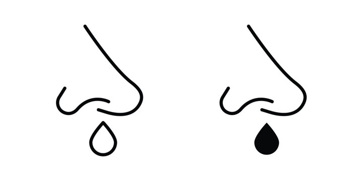 Runny nose icon. Set of black vectors