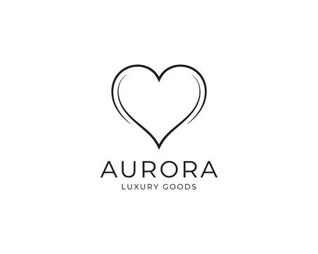 Minimalist heart logo design for luxury goods brand featuring elegant swooping line art illustration.