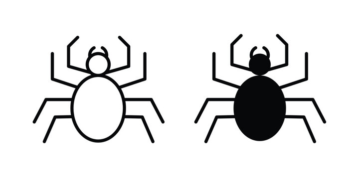 Spider icon. Set of black vectors