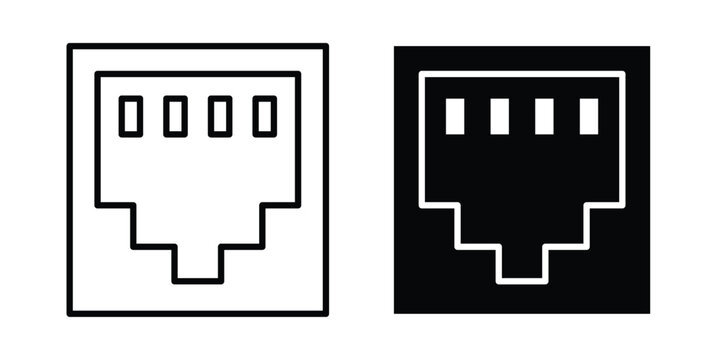 TCP icon. Set of black vectors