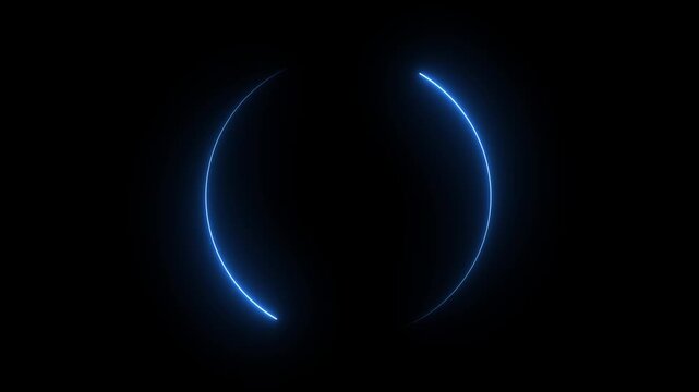Neon countdown from 45 to 0 second animation, 45 second countdown timer animation. neon light numbers from 45 to 0, laser ray appears interesting circle animation on black bac