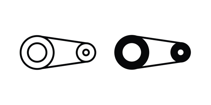 Timing belt icon. Set of black vectors