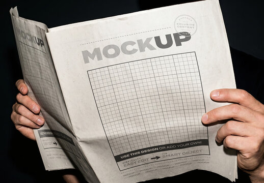 Newspaper Hard Flash Cover Mockup with Hands
