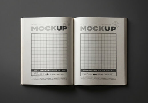 Open Book Magazine Brochure Pages Mockup