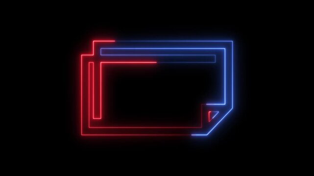 Neonlit folder icon with red and blue glowing lines on black background