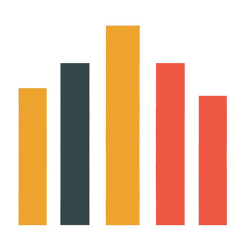 A colorful bar chart displays varying data points on a white background