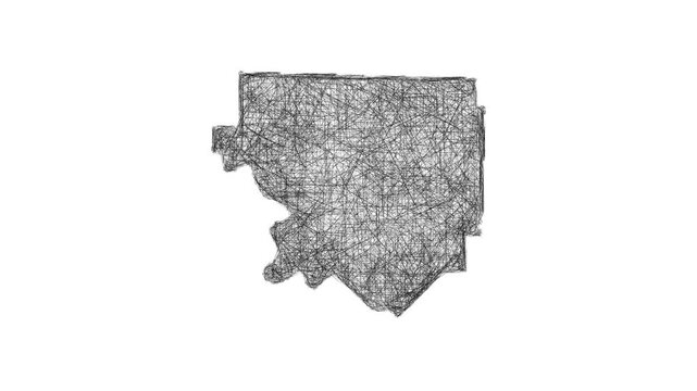 Sketch Izard outline map animation - smooth progressive reveal