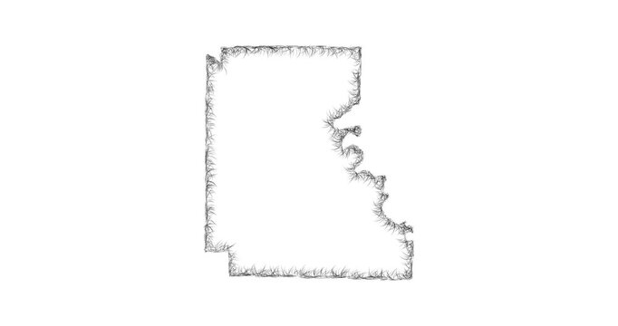 Sketch Marion outline map animation - smooth progressive reveal