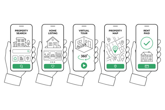 Digital mortgage application process with mobile app for home loan and property