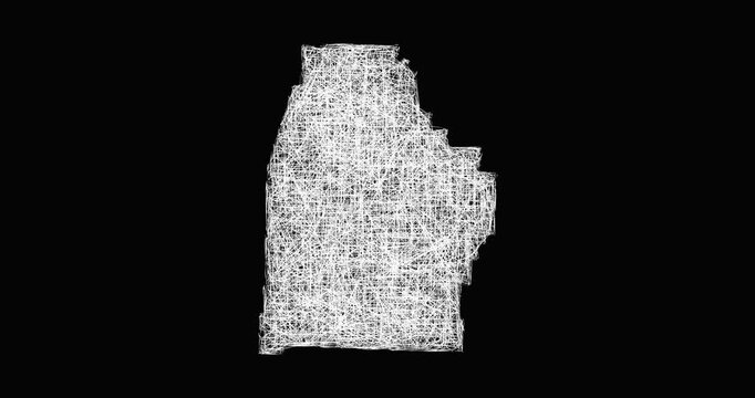 Sketch Madison outline map animation - smooth progressive reveal