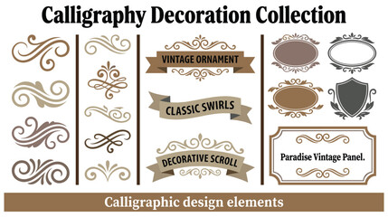 Calligraphy decoration collection graphic design elements. © GW