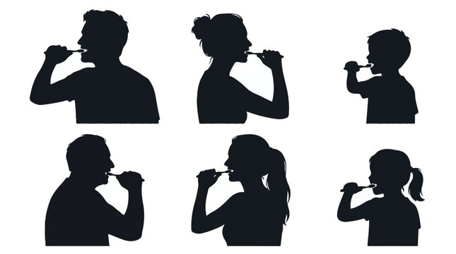 Man brushing teeth silhouette