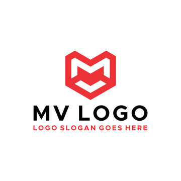 MV Monogram logo vector image
