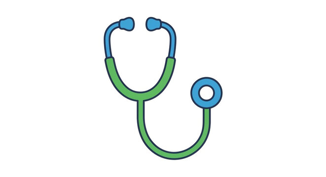  "Minimalist blue and green stethoscope logo template for healthcare branding".
