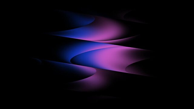 Abstract blue and pink wavy lines flowing across a dark background in 4K video with alpha channel.