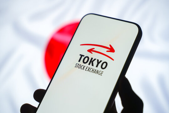 Nikkei or Japan stock exchange logo is displayed on a smartphone screen in Bangalore, India, on June 15, 2026
