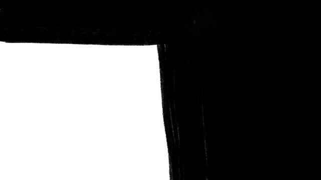Abstract Black Ink Brush Stroke Transition on White Background