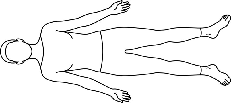 Human body outline in supine position simple line drawing for medical education and anatomical reference vector illustration