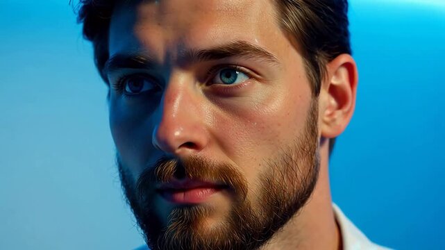 Closeup portrait of a bearded man