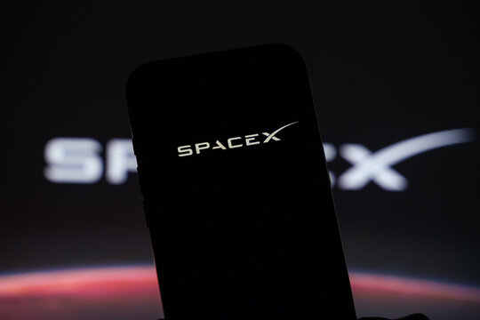 SpaceX logo is displayed on a smartphone screen in Bangalore, India, on June 15, 2026
