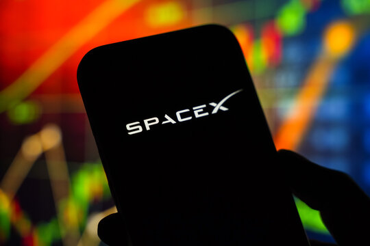 SpaceX logo is displayed on a smartphone screen in Bangalore, India, on June 15, 2026
