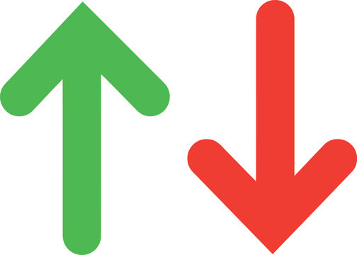 Green up arrow and red down arrow symbols representing growth and decline