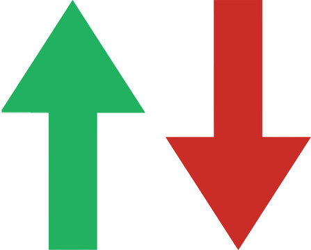 Green arrow pointing up and red arrow pointing down icons