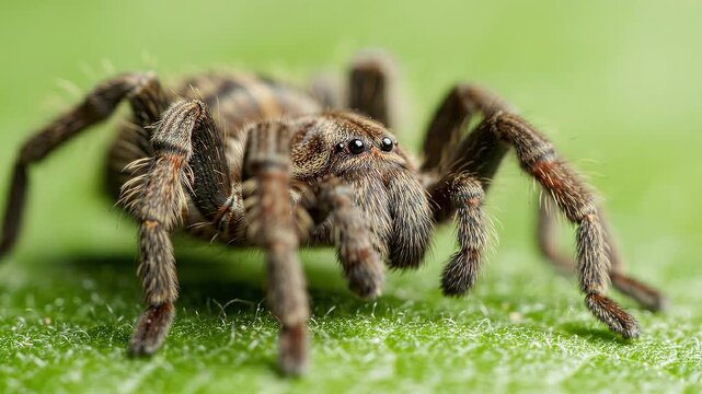 wolf spider on a wooden background