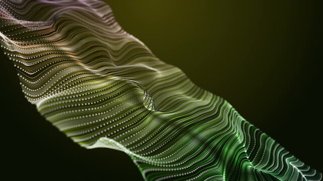 Fantastic video animation with color changing particle wave object in slow motion, 4096x2304 loop 4K