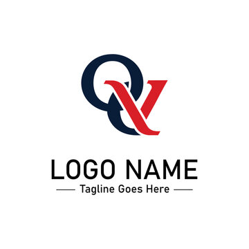 Professional qv letter logo design template with alphabet monogram corporate business identity