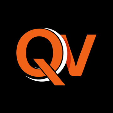 Modern qv letter mark logo design on black background with monogram identity typography corporate
