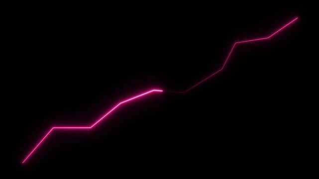 Animated Financial Growth Graph. Illustration of incredible financial growth a business chart growth concept black background. Zigzag up right arrow and neon glow line.