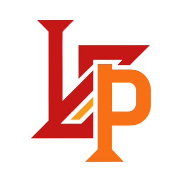 Lp letter monogram logo design concept with interlocking typography and color palette, monogram