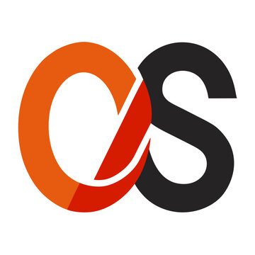 Abstract monogram logo design featuring intertwined orange and black letters c and s, monogram