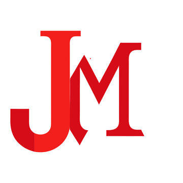 Red jm monogram letter logo design with monogram alphabet typography branding creative abstract