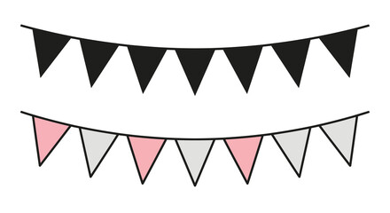 Obraz premium Pennant banners in flat vector style with black and pastel colors