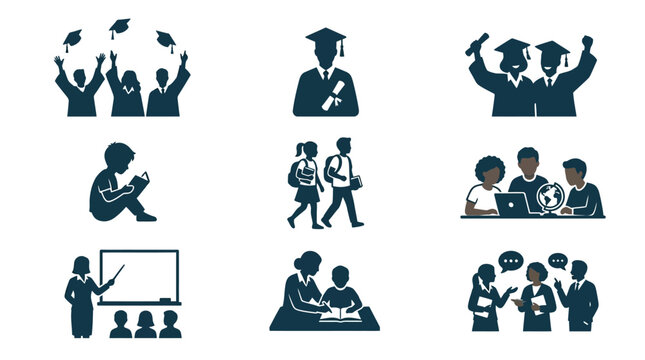Graduation and education people icons.