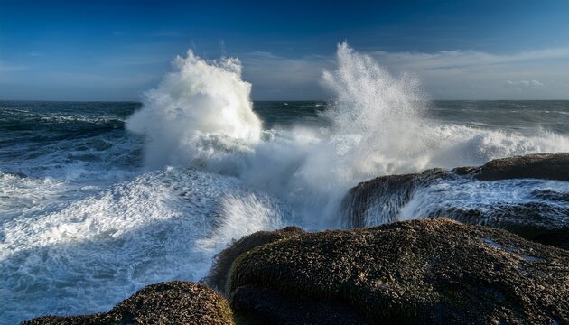 turbulent ocean waves crash creating a mesmerizing spectacle of foam and churning water